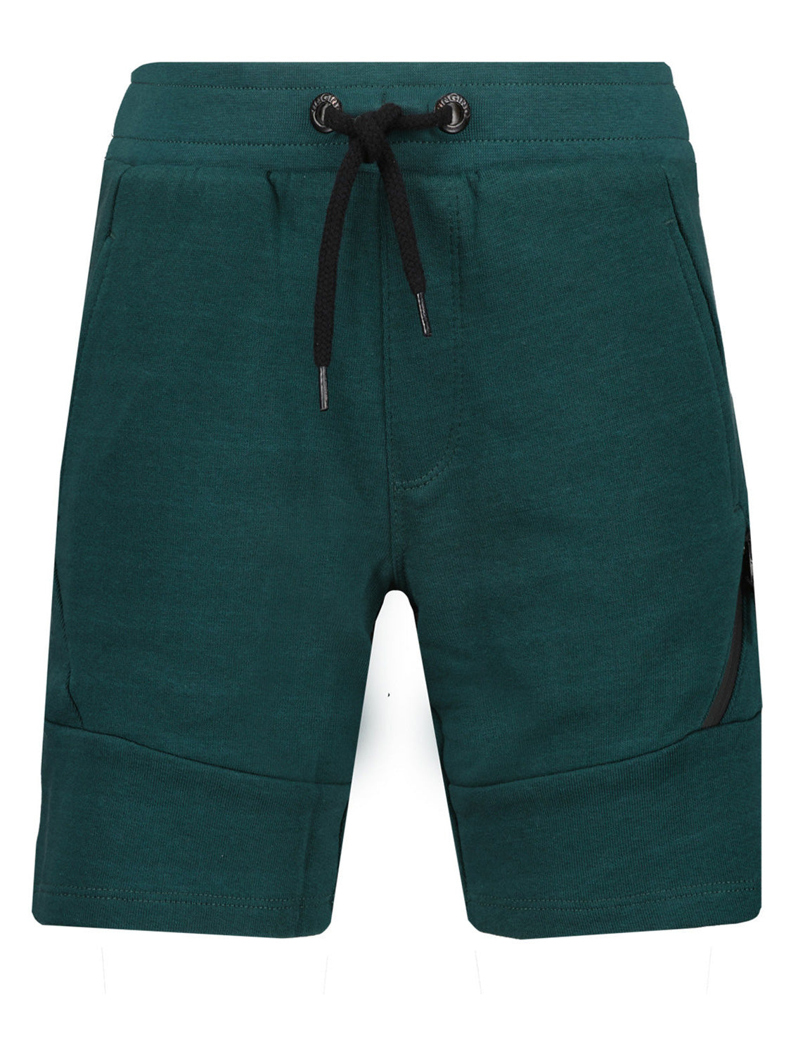 Sweat-Shorts ROLANO in Sacramento Green, knielang mit elastischem Bund und schwarzem Kordelzug, seitlichen Taschen (eine mit Reißverschluss), aus sweatshirtartigem Strickstoff.