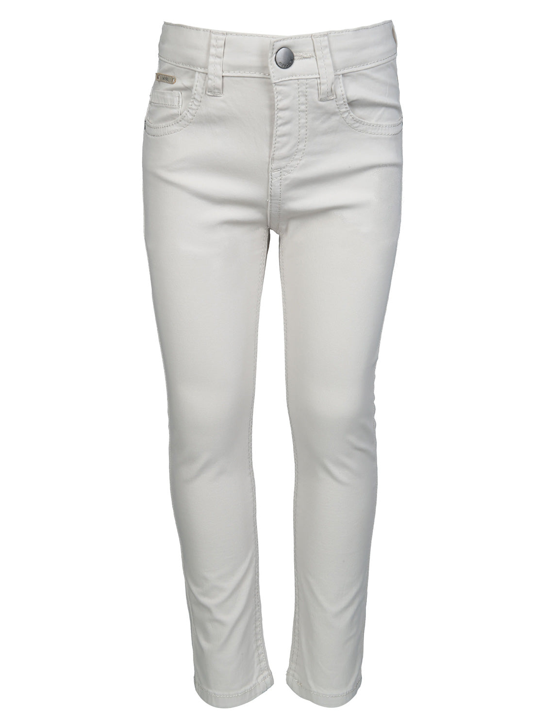 Hose Grau: Slim-Fit-Jeans mit mittlerer Taille, Front- und Gesäßtaschen, Gürtelschlaufen und Knopf-Reißverschluss, ideal für stylische Outfits bei bellybutton.