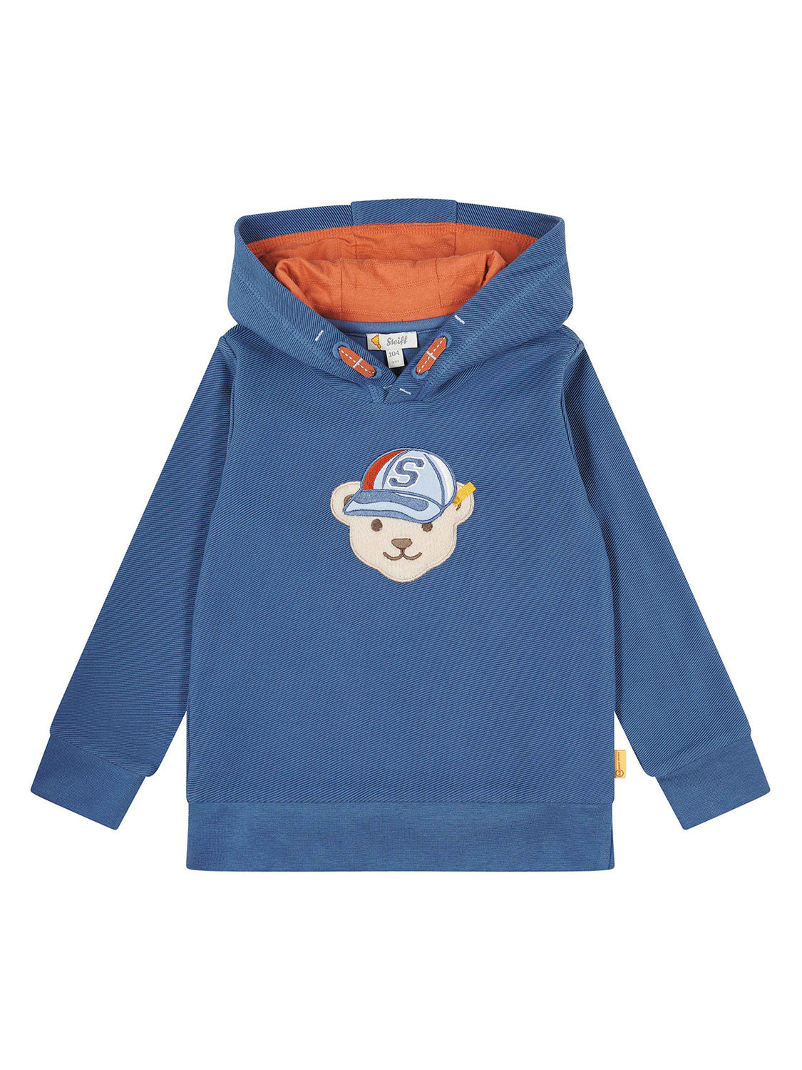 Hoodie Blau: Kinderpullover mit Kapuze, Teddy-Applikation und Baseballmütze mit S, perfekt für stilvolle Kindermode von bellybutton.