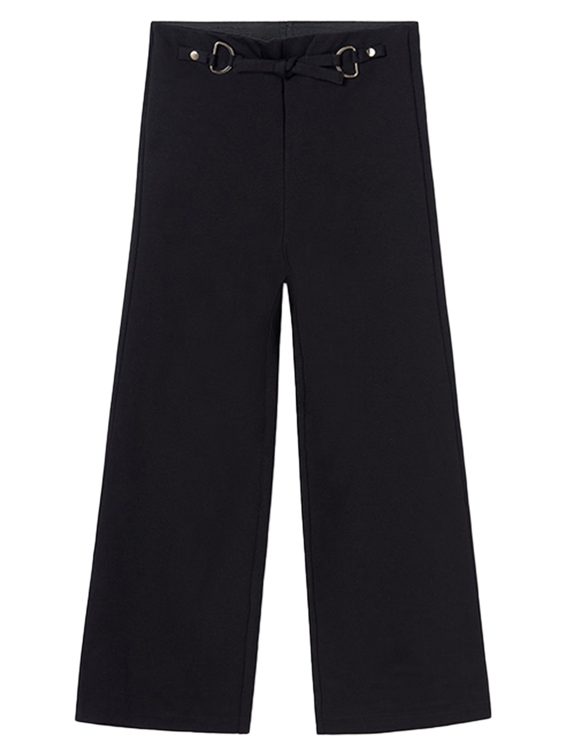 Hose Schwarz: Weite Culotte-Hose mit hohem Bund und integriertem Gürtel, ideal für moderne, bequeme Looks.
