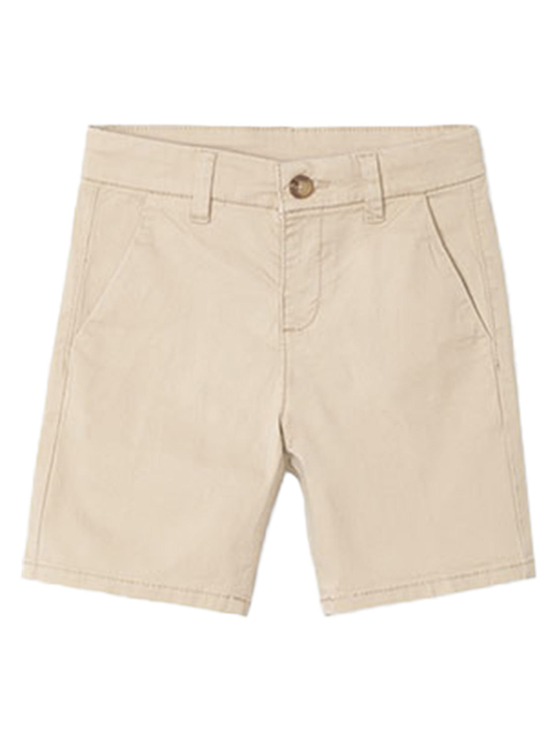 Bermuda-Shorts CHINO SERGE BASIC in sesam sesam mit Fronttaschen, Knopfverschluss und Gürtelschlaufen, ideal für modische Kinder- und Teenageroutfits aus dem bellybutton-Sortiment.