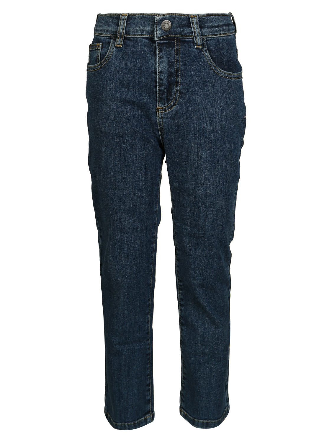 Jeans Blau: Klassische Five-Pocket-Jeans in weicher Denim-Qualität mit Knopf-Reißverschluss und geradem Bein, ideal für vielseitige Looks aus der bellybutton Kollektion.