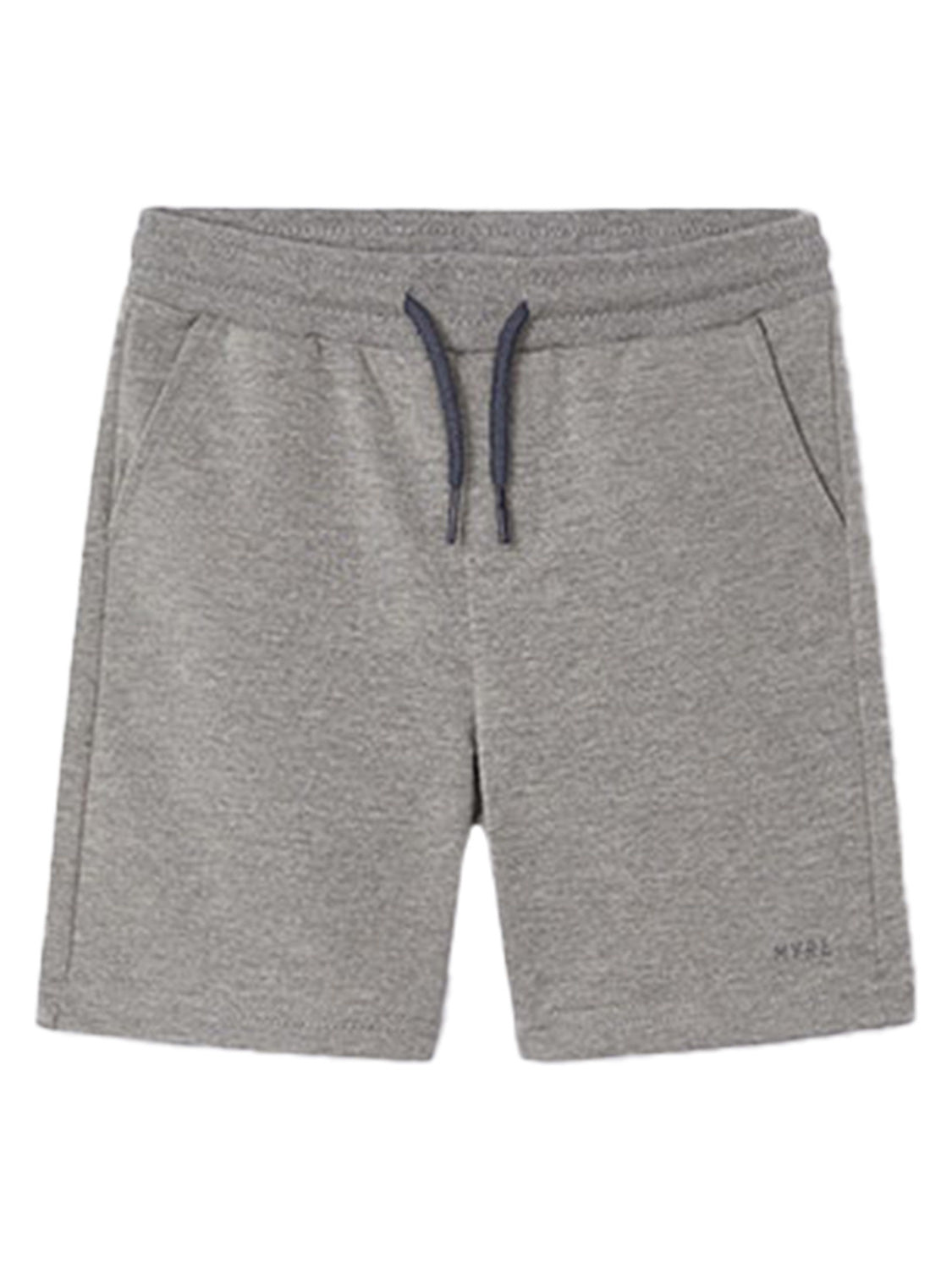 Sweat-Shorts BERMUDA in grau grau: Mittellange, heather-graue Strickshorts mit elastischem Bund, kontrastierendem Kordelzug und seitlichen Eingrifftaschen. Ideal für sportliche Aktivitäten oder gemütliche Stunden.