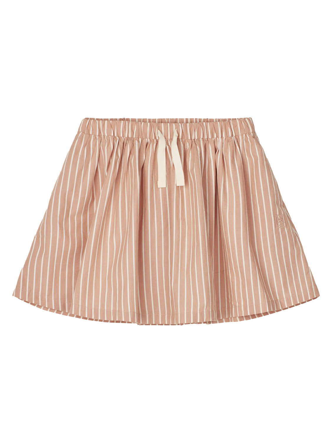 Rock PADUA gestreift in creme/rose tuscany: Kurzer, leichter Rock mit elastischem Bund, schmalen weißen Nadelstreifen und offener Kordel. A-Linien-Schnitt für einen lässigen Look.