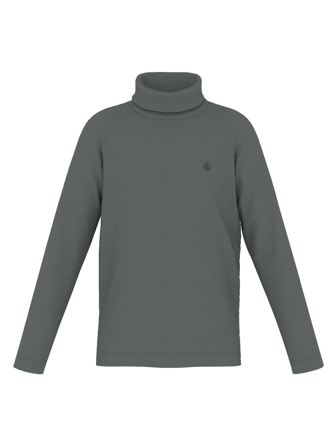 Longsleeve Olivgrün: Elegantes Rollkragen-Shirt aus weicher Baumwolle, mit schlichtem Logo auf der linken Brust. Perfekt für stilvolle, bequeme Outfits für Mütter und Kinder.