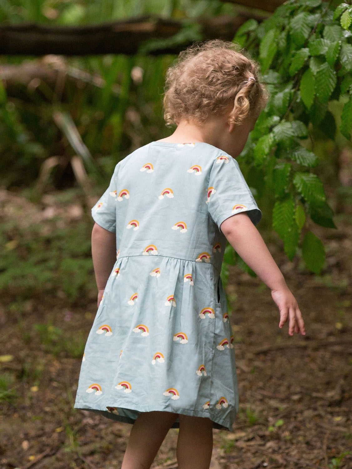 Short-sleeved dress OVER THE RAIN light blue