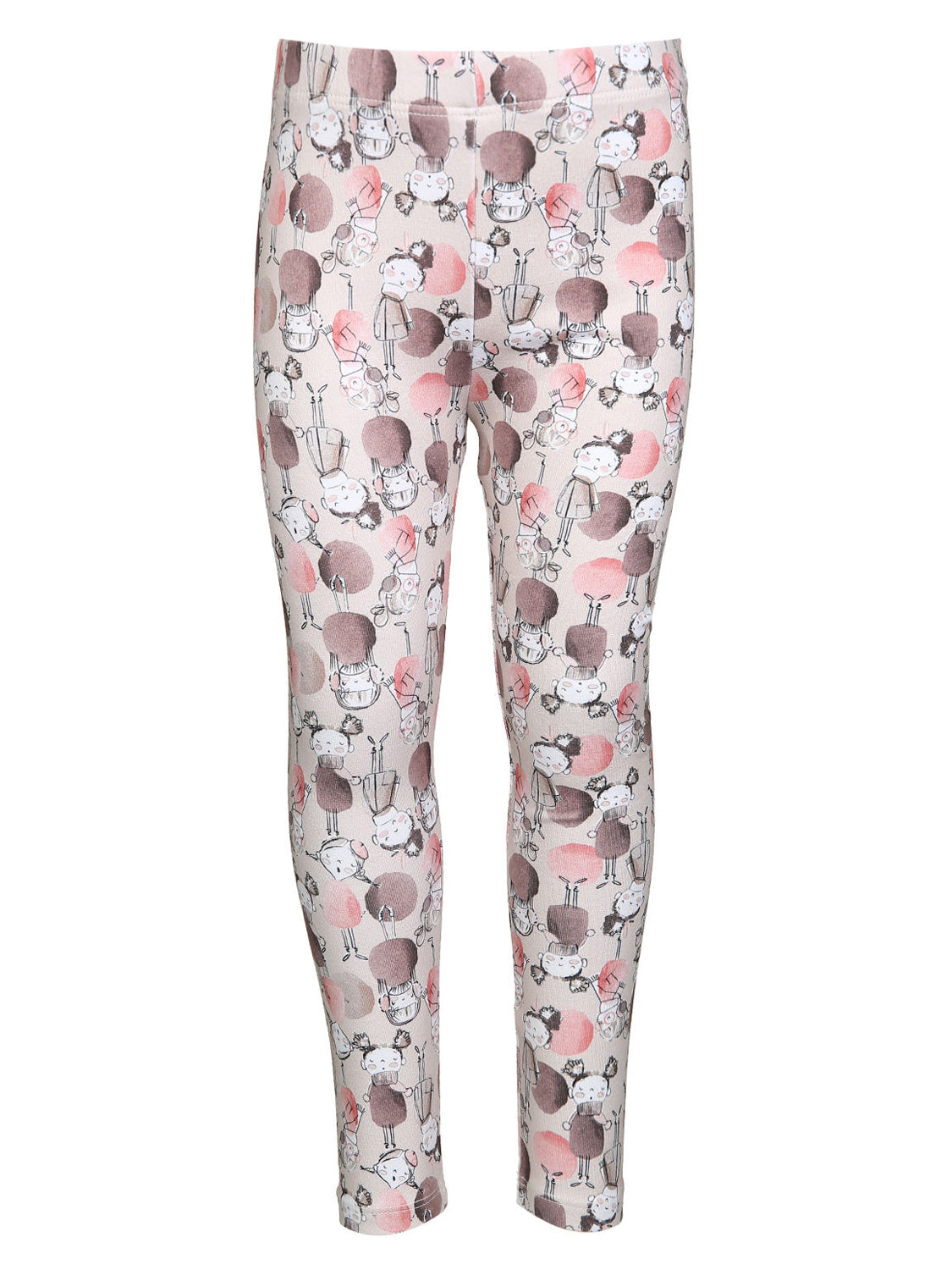Leggings NINAS in nude nude, bedruckt mit Cartoon-Mädchen und Polka-Dots, elastischer Bund, skinny fit. Ideal für stilvolle Kinderkleidung von bellybutton.