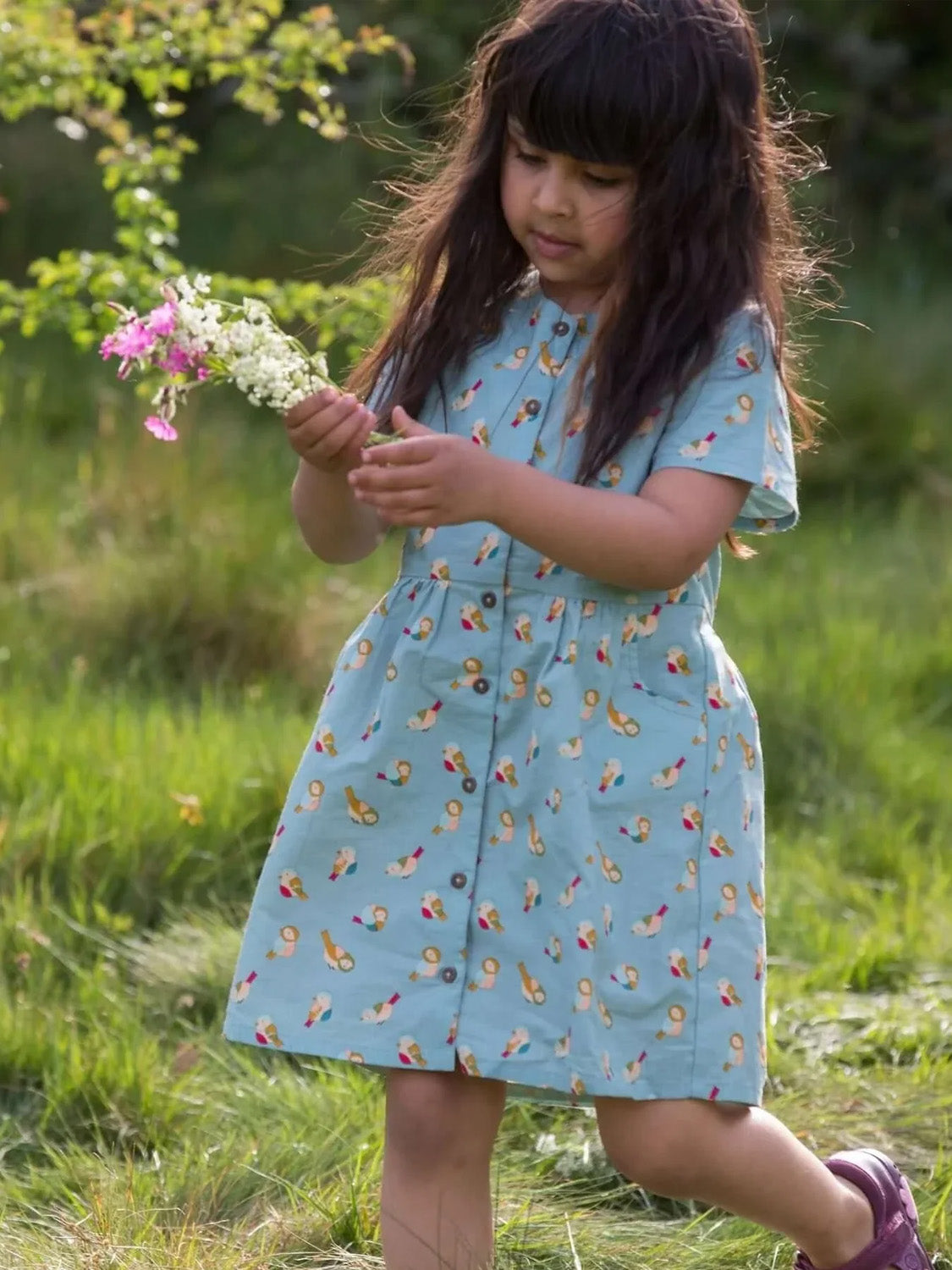Short-sleeved dress RAINBOW BIRD light blue