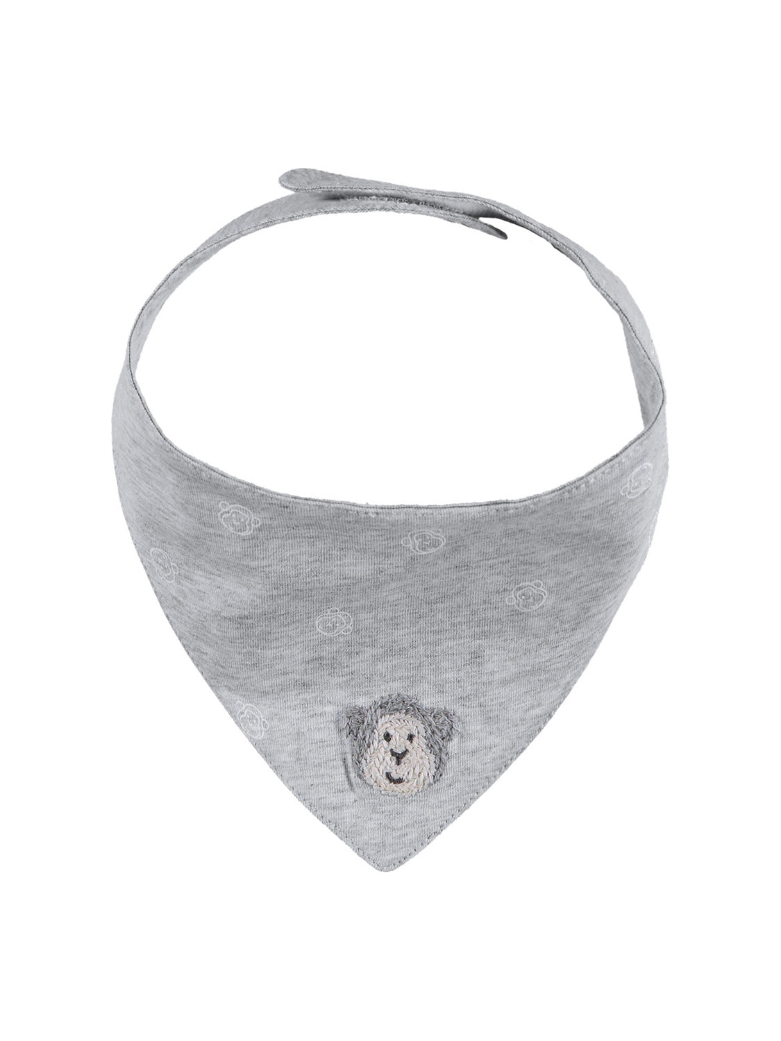 Schal Grau: Dreieckiges Baby-Bandana-Lätzchen mit Bärenmuster und gesticktem Teddykopf, ideal für stilvolle Babymode von bellybutton.