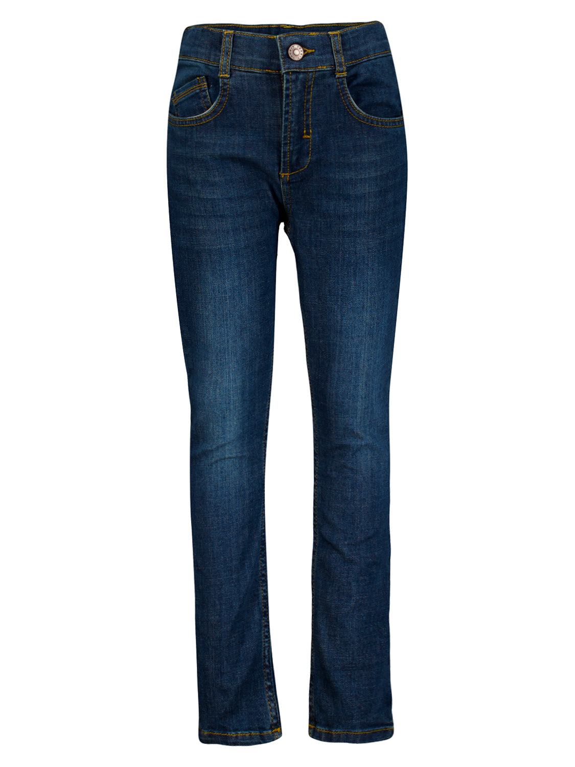 Jeans Marineblau, sehr schmal geschnitten von Esprit, mit leichten Wash-Out Effekten, auf weißem Hintergrund. Ideal für modische Styles aus dem bellybutton Sortiment.