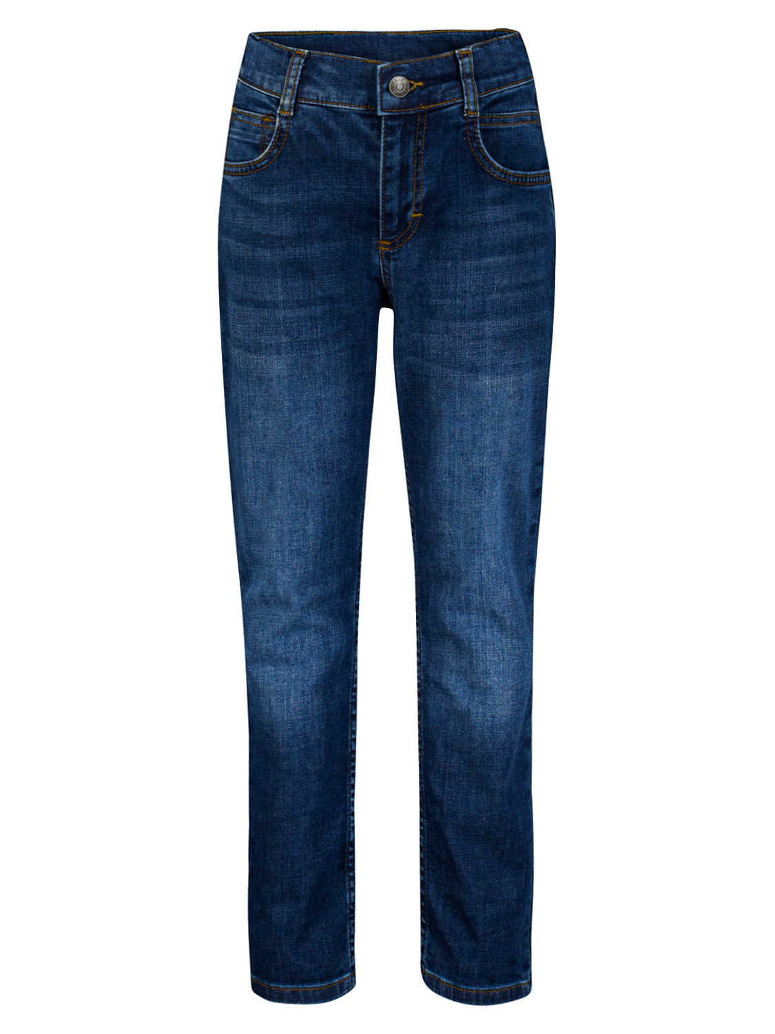 Jeans Marineblau: Klassische, schmal geschnittene, dunkelblaue Esprit-Jeans mit geradem Bein, fünf Taschen und leichten Wash-Out Effekten, ideal für modische Styles bei bellybutton.