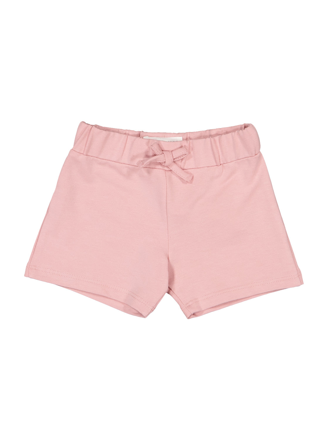 Sweatshorts Flower Garden Rosa: Einfache, hellrosa Baumwollshorts mit breitem elastischem Bund und Kordelzug, ideal als bequeme Freizeit- oder Athletikhose. Perfekt für lässige Outfits.