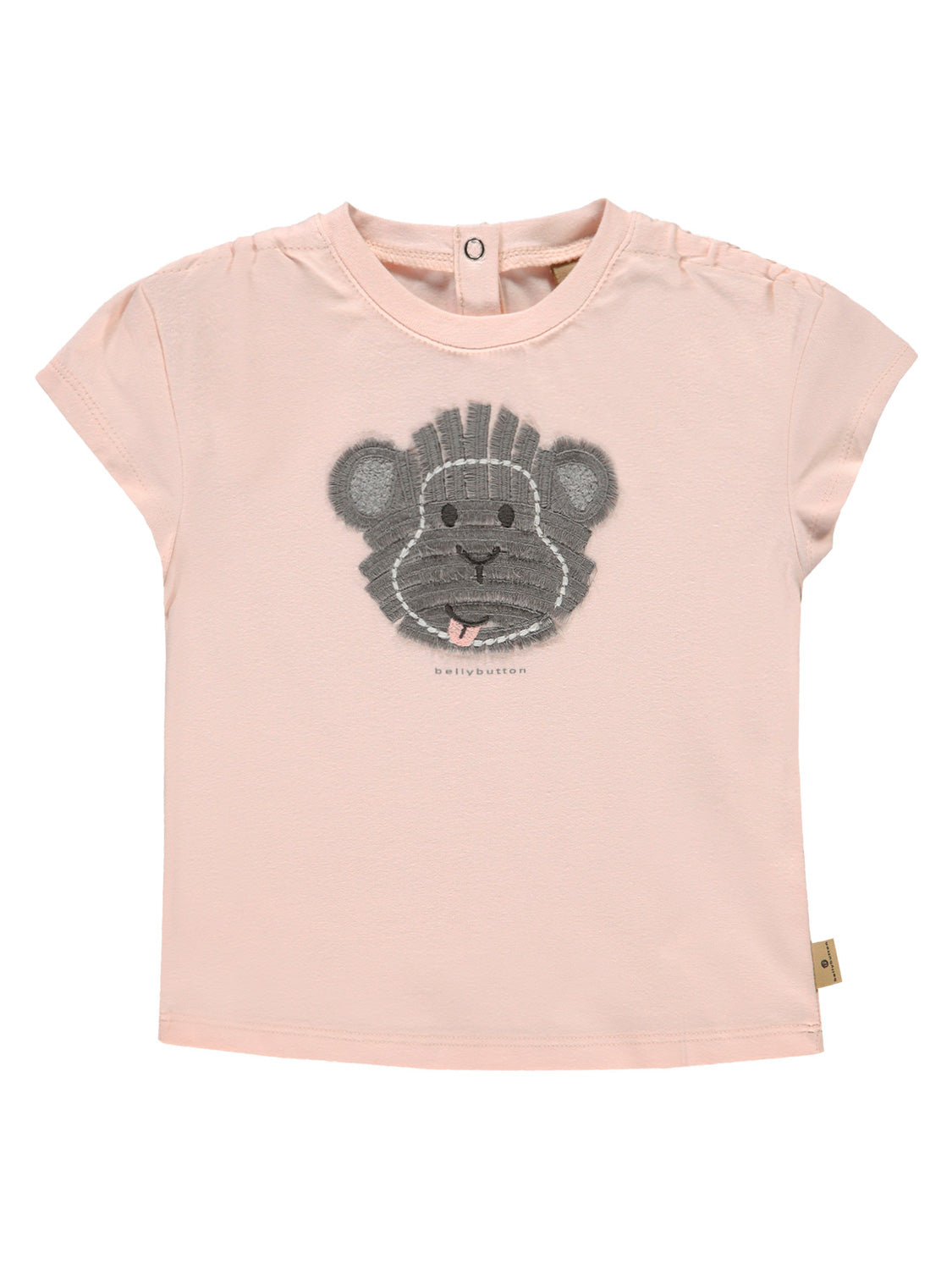 T-Shirt Rosa: Kurzarmshirt mit gesticktem Zebra-Applikation und bellybutton-Label, ideal für Kinder. Perfekt für stilvolle Kindermode.