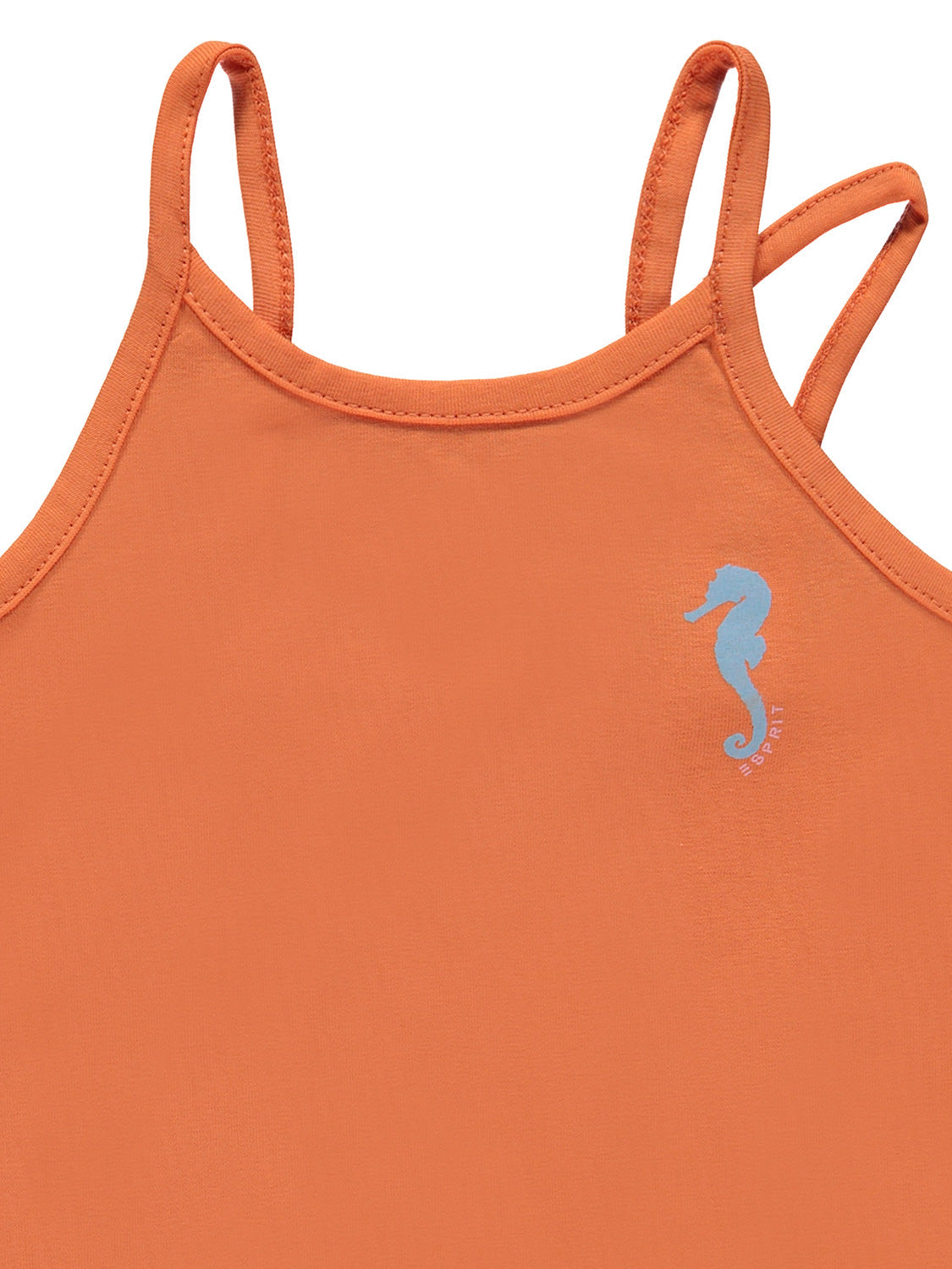 Top Orange: Camisole mit dünnen Doppelträgern und kleinem blauen Seepferdchen-Logo mit ESPRIT auf der Brust, ideal für stilvolle Kinderbekleidung bei bellybutton.