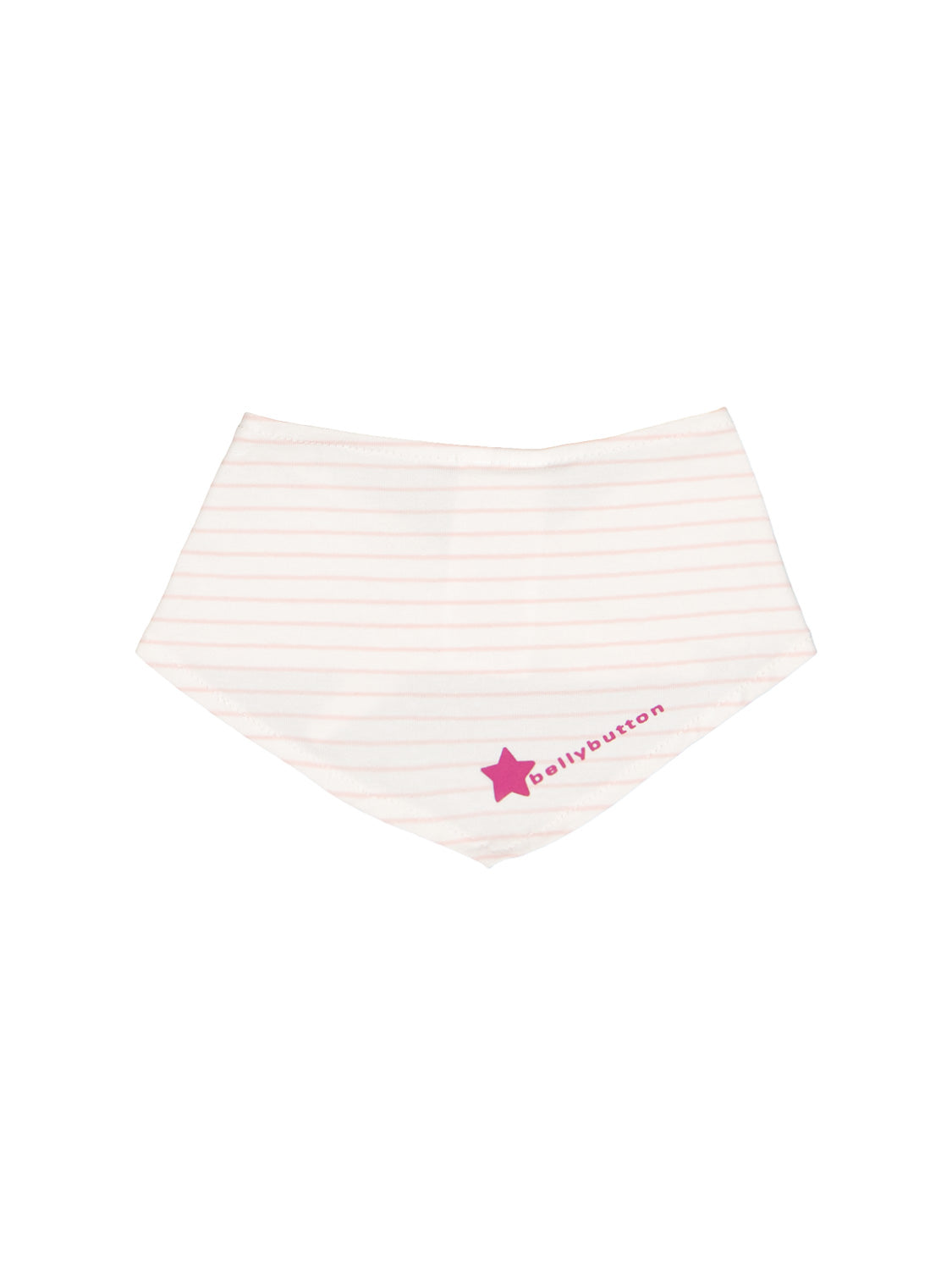 Schal Cremeweiß: Dreieckiges Bandana-Lätzchen mit zarten Streifen, kleinem Stern und bellybutton-Schriftzug, ideal für Babys, aus weichem Stoff gefertigt.