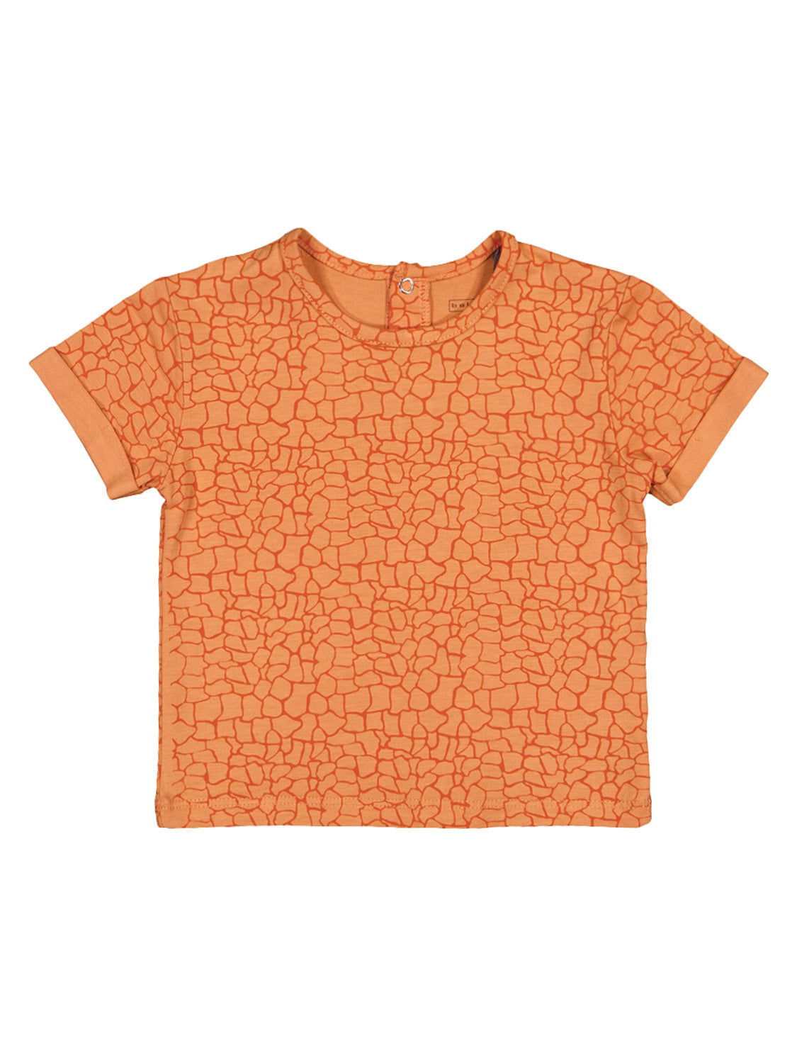 T-Shirt Animal Farm Orange: Kurzärmeliges Kinder-T-Shirt mit Crackle-Mosaikmuster, ideal für modische Kindergarderobe. Perfekt für fröhliche, stilvolle Outfits aus dem Bellybutton-Sortiment.