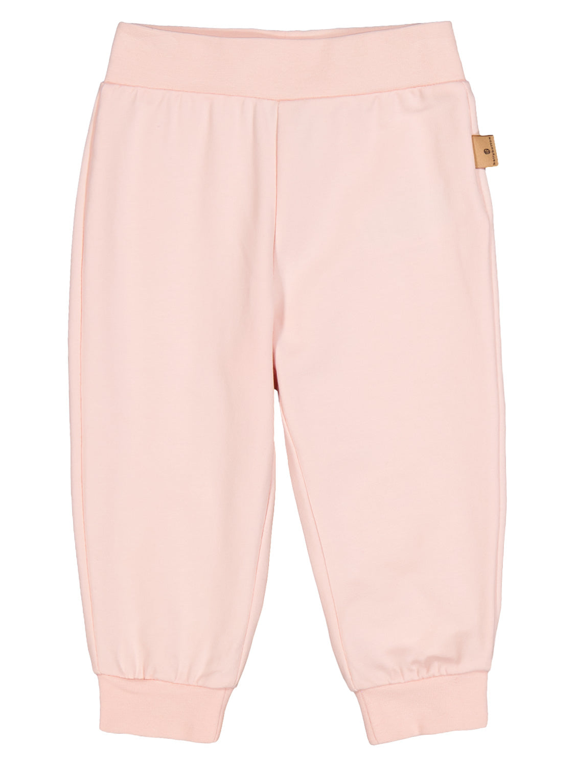 Jogginghose Rosa: Leichte, apricot-roséfarbene Baumwolljogger mit elastischem Bund, schmal zulaufenden Beinen und Bündchen an den Knöcheln, ideal für bequeme Schwangerschaftsmode von bellybutton.