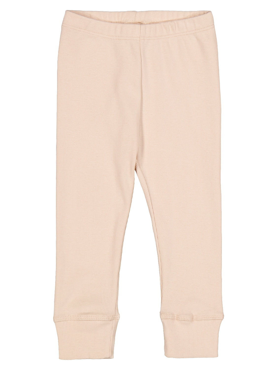Jeggings Beige: Kinderleggings aus feinem, geripptem Jersey in hellem Beige mit elastischem Bund und Bündchen an den Knöcheln, ideal für bequeme Babykleidung bei bellybutton.