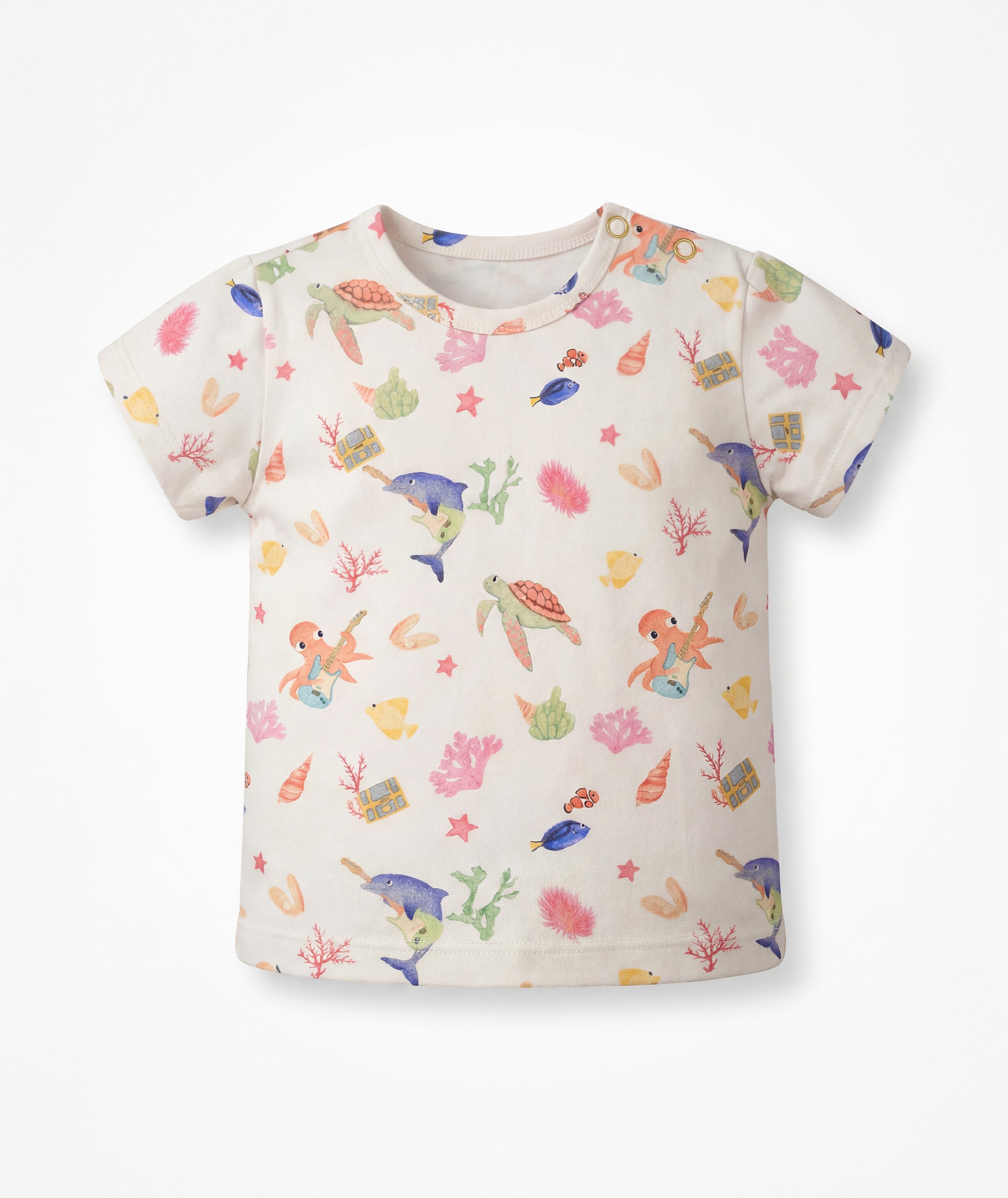 Casa Marisol Ocean toddler T-shirt with illustrated turtles octopus fish coral and sea life kidswear