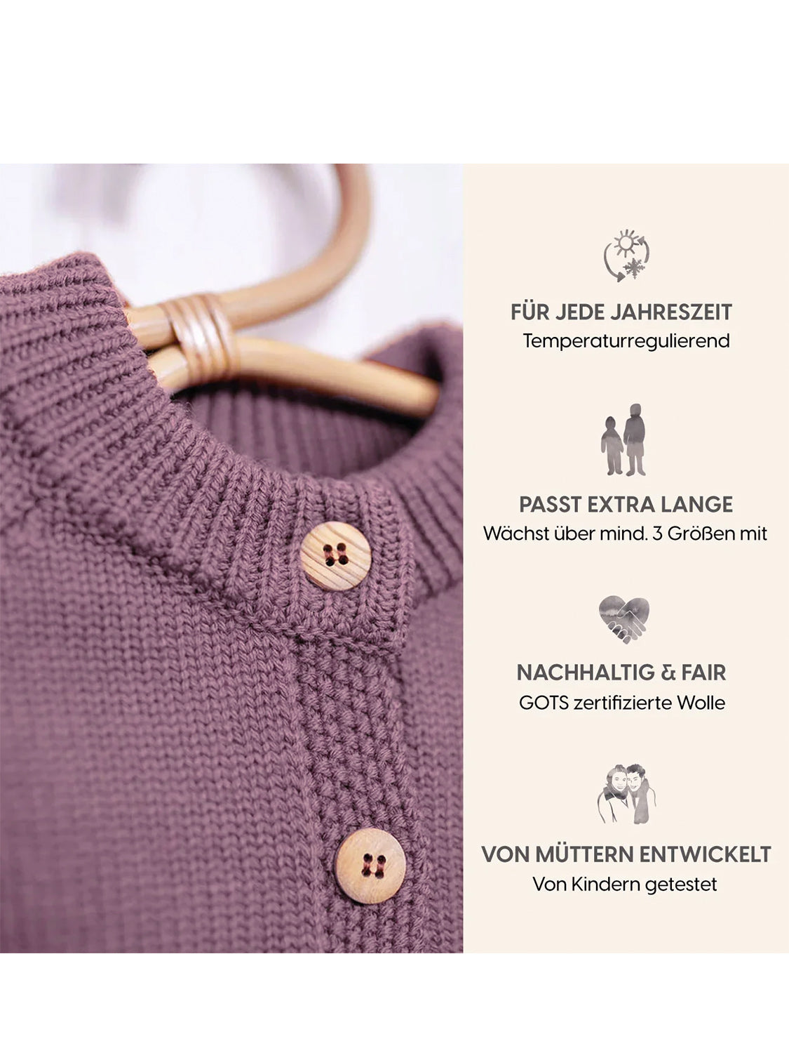 THE WOOLLY CARDIGAN - mauve