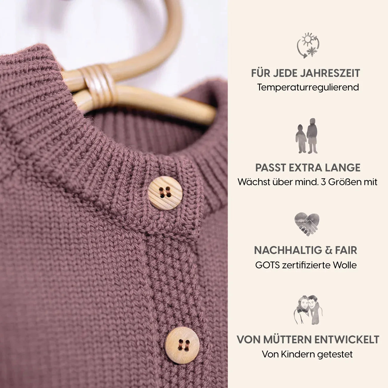 THE WOOLLY CARDIGAN - mauve