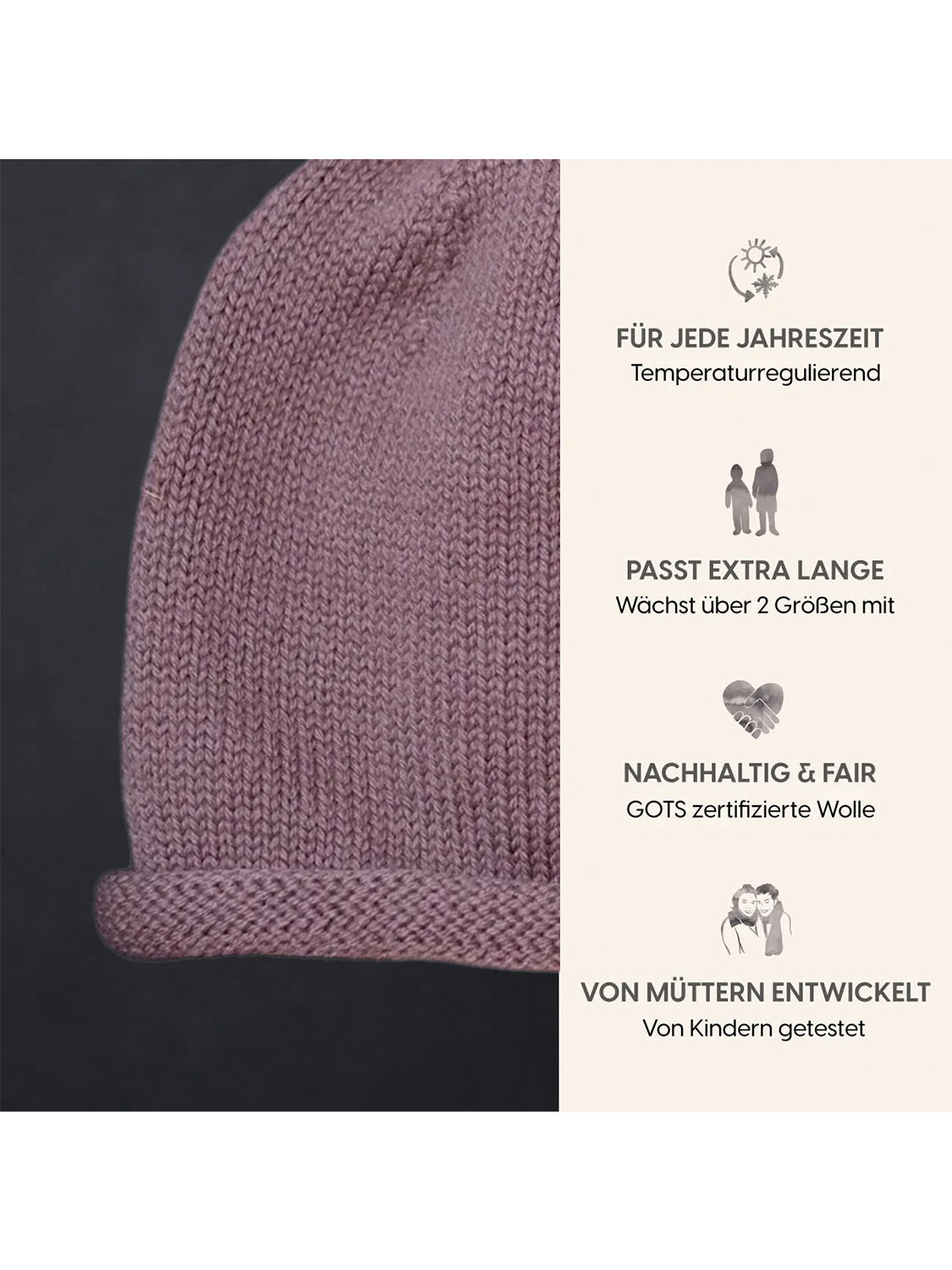 THE WOOLLY HAT - mauve