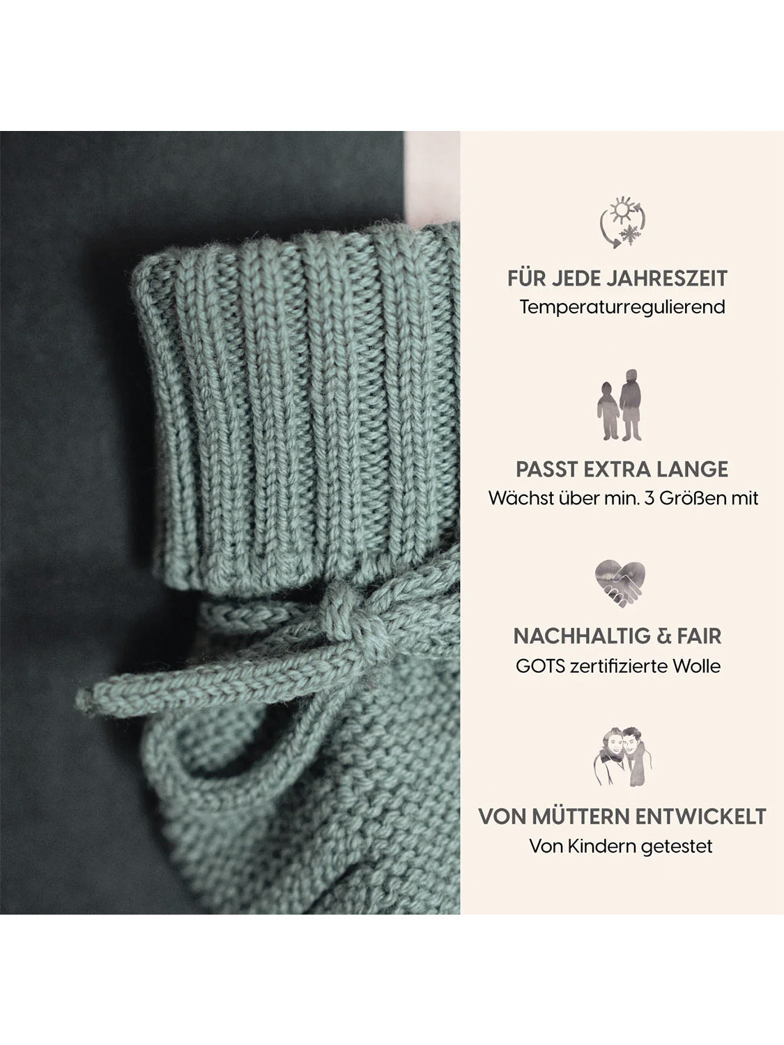 THE WOOLLY BABY BOOTIE - sage