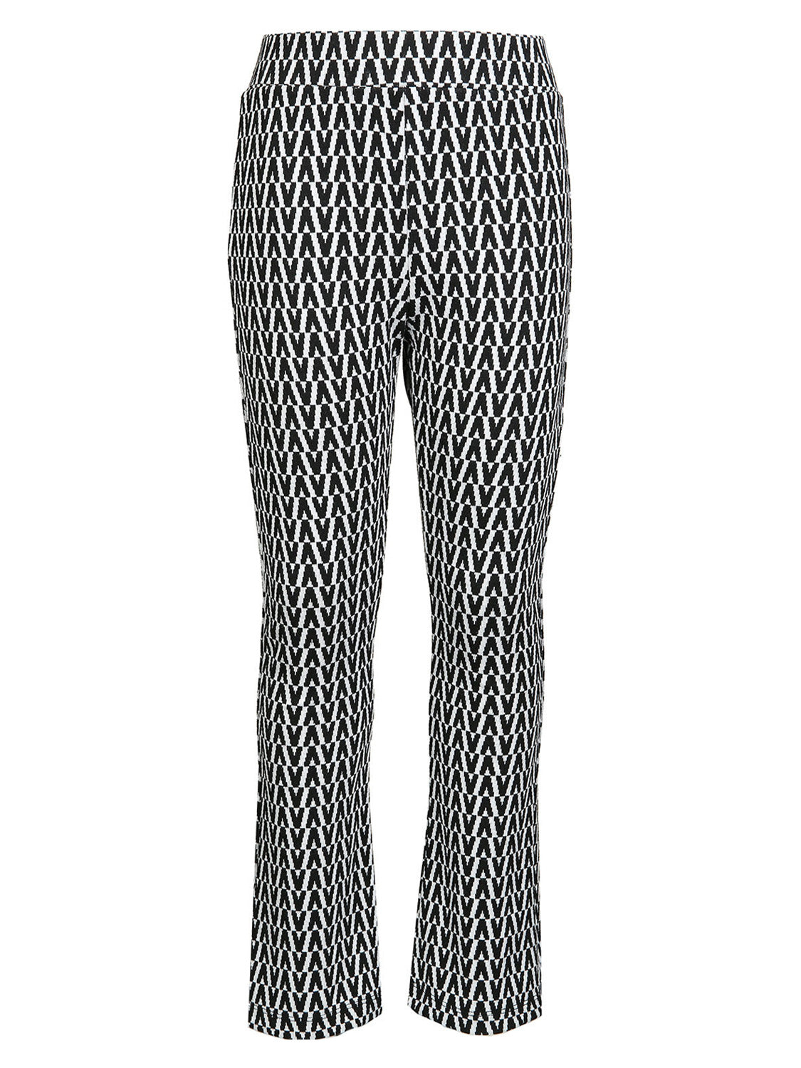 Hose Schwarz mit V-Muster, elastischem Bund, knöchellang. Modisches Statement für stilbewusste Kinder, perfekt für trendige Looks aus dem bellybutton-Shop.