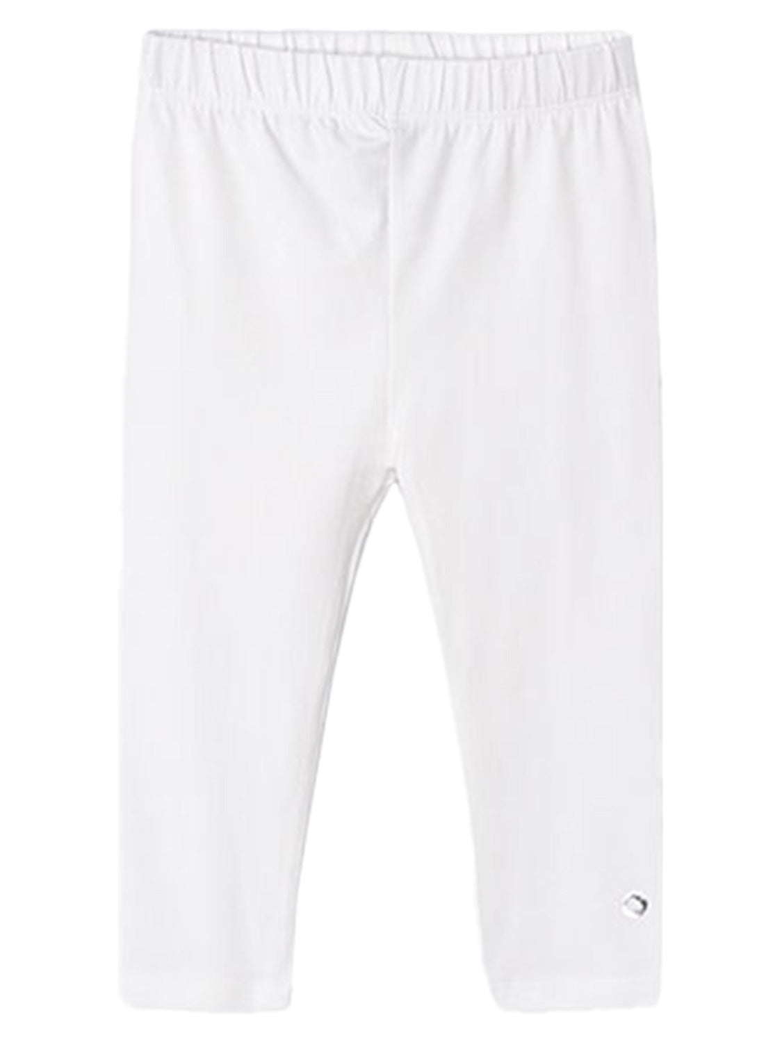 Capri-Leggings BASIC in weiß weiß: Einfache, elastische Leggings in Capri-Länge mit kleinem Logo am Knöchel, ideal für stilvolle, bequeme Umstandsmode von bellybutton.