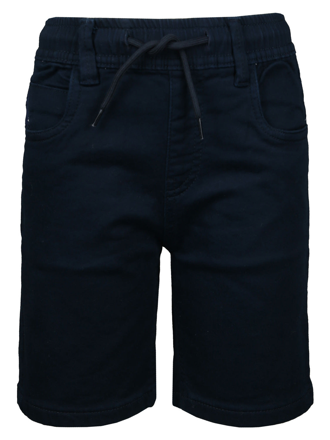 Bermuda-Shorts SOFT in marineblau: Dunkelblau, lässig, mit elastischem Bund und Kordelzug. Seitentaschen, knielang. Perfekt für bequeme Alltagsoutfits.