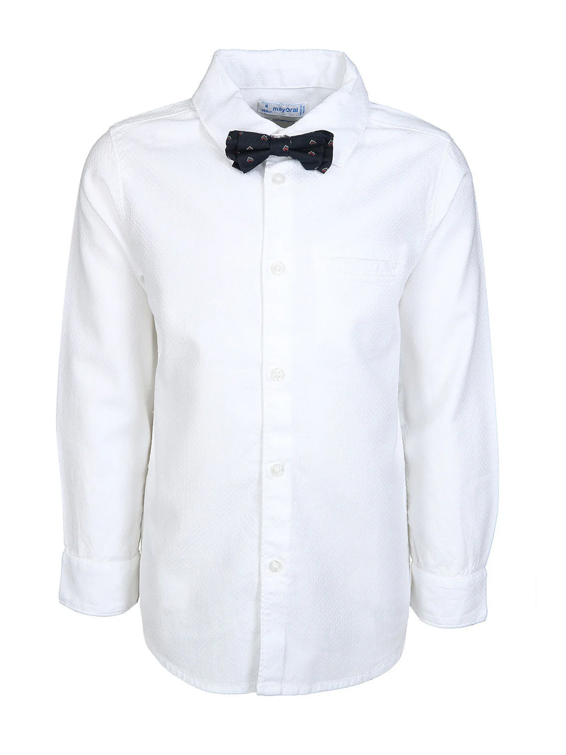 Long-sleeved shirt ESTRUCTURA with bow tie in white