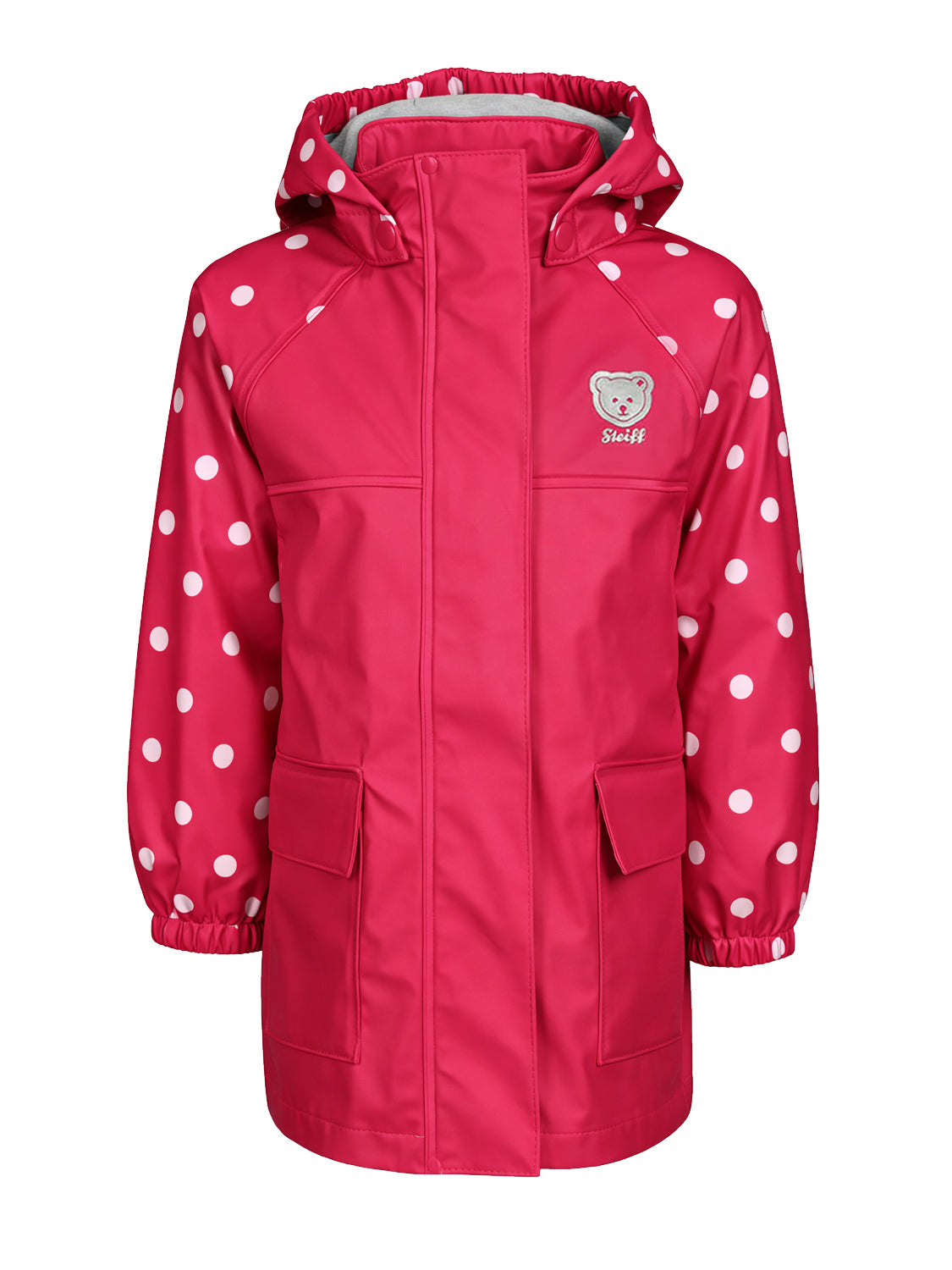 Raincoat RAGLAN DOTTED with detachable hood in pink pink