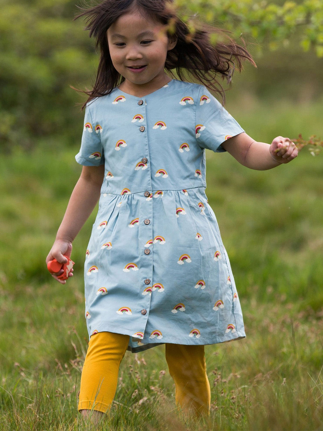 Short-sleeved dress OVER THE RAIN light blue