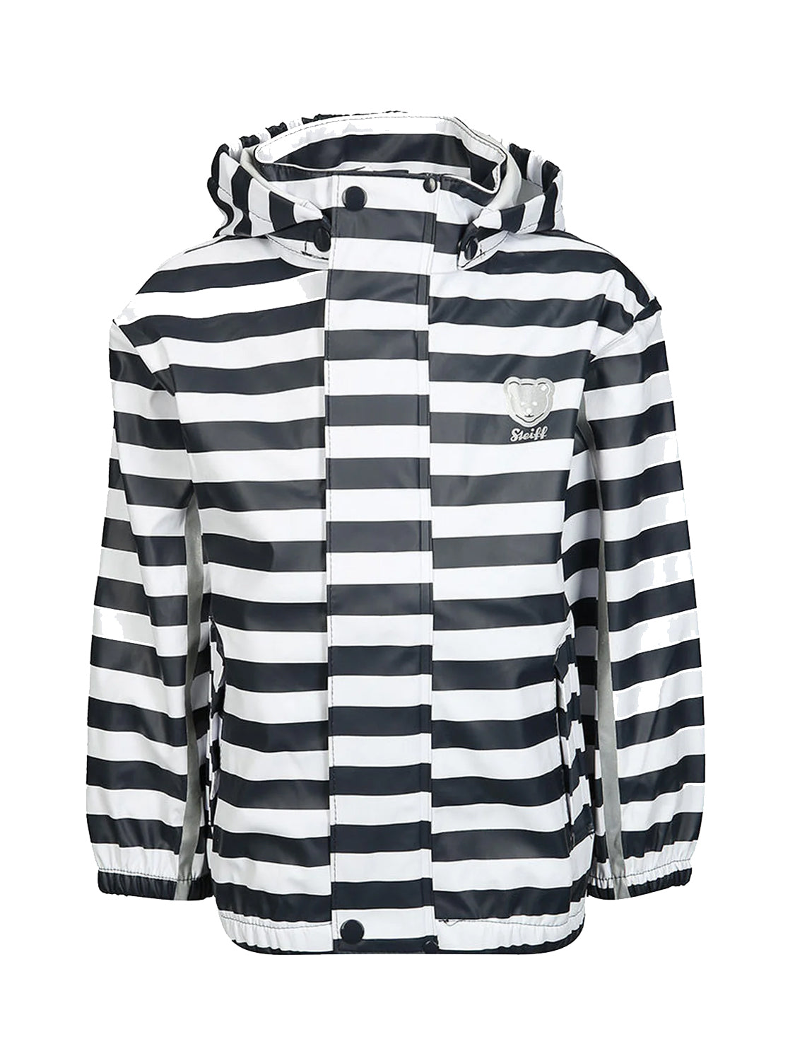 Rain jacket STRIPES ALLOVER with detachable hood in navy/white navy/white