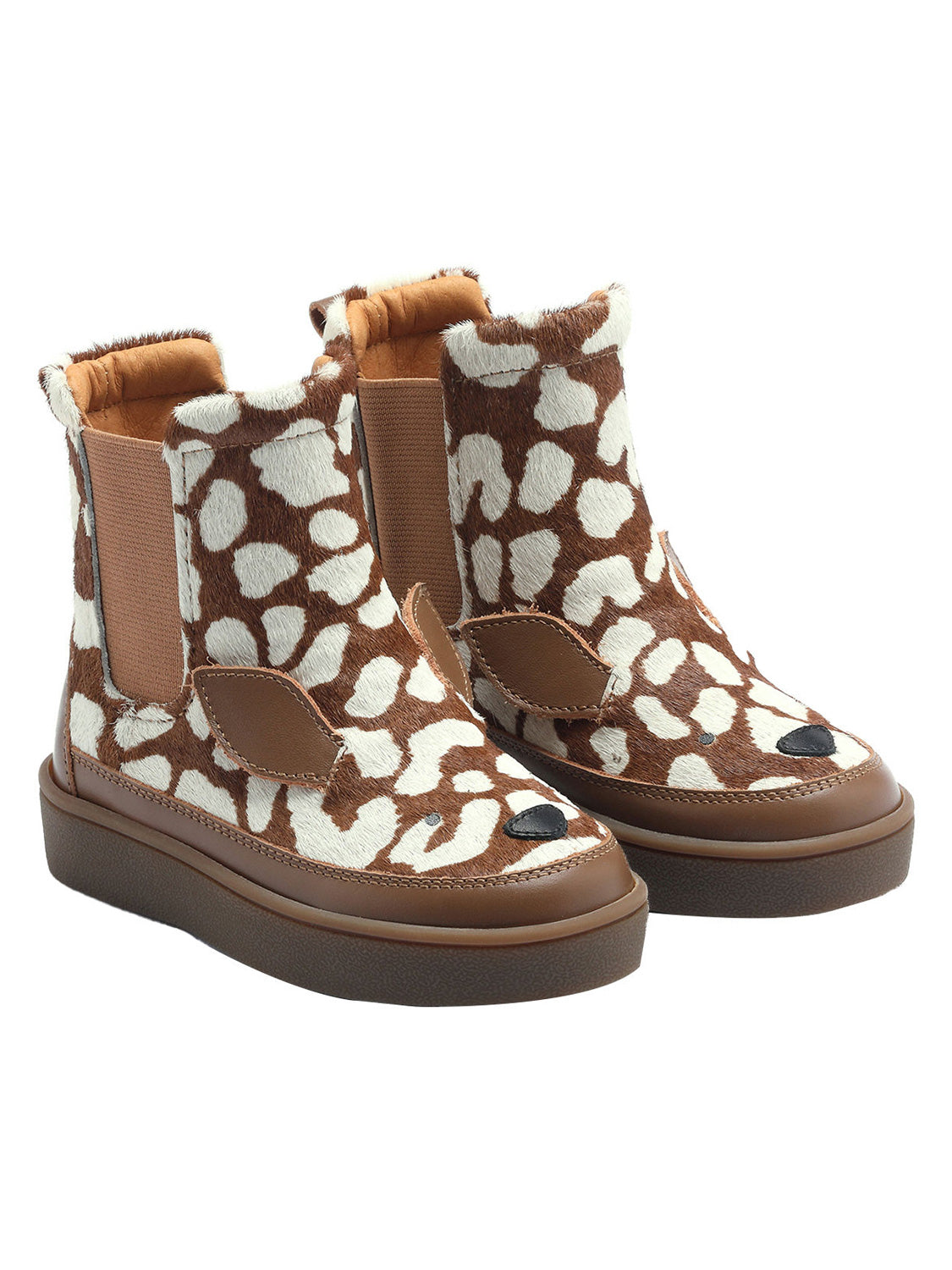 Stiefeletten THURU EXCLUSIVE - SPOTTED DEER: Kinderstiefeletten mit tierischem Look, elastische Seitenteile, Lederohren und Gummisohle, ideal für modische, kindgerechte Outfits bei bellybutton.