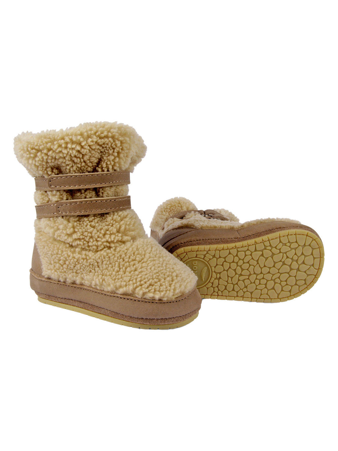 Lauflernschuhe LARISSO gefüttert: Kinder-Winterstiefel mit weichem Futter, Wildleder-Optik, zwei Klettverschlüssen und rutschfester Gummisohle, ideal für erste Schritte im Winter.