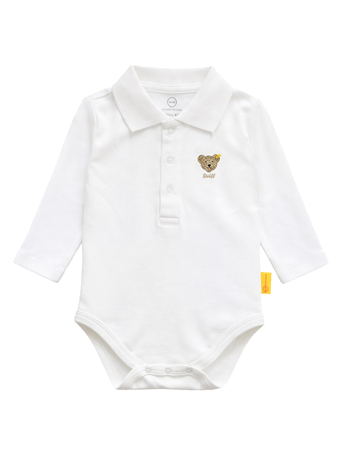 Long-sleeved bodysuit BASIC with polo collar in white white