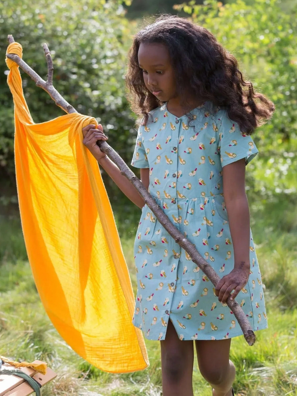 Short-sleeved dress RAINBOW BIRD light blue