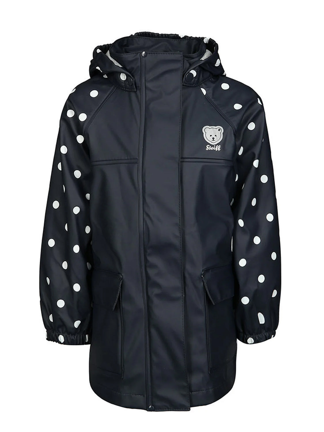 Raincoat RAGLAN DOTTED with detachable hood in navy navy