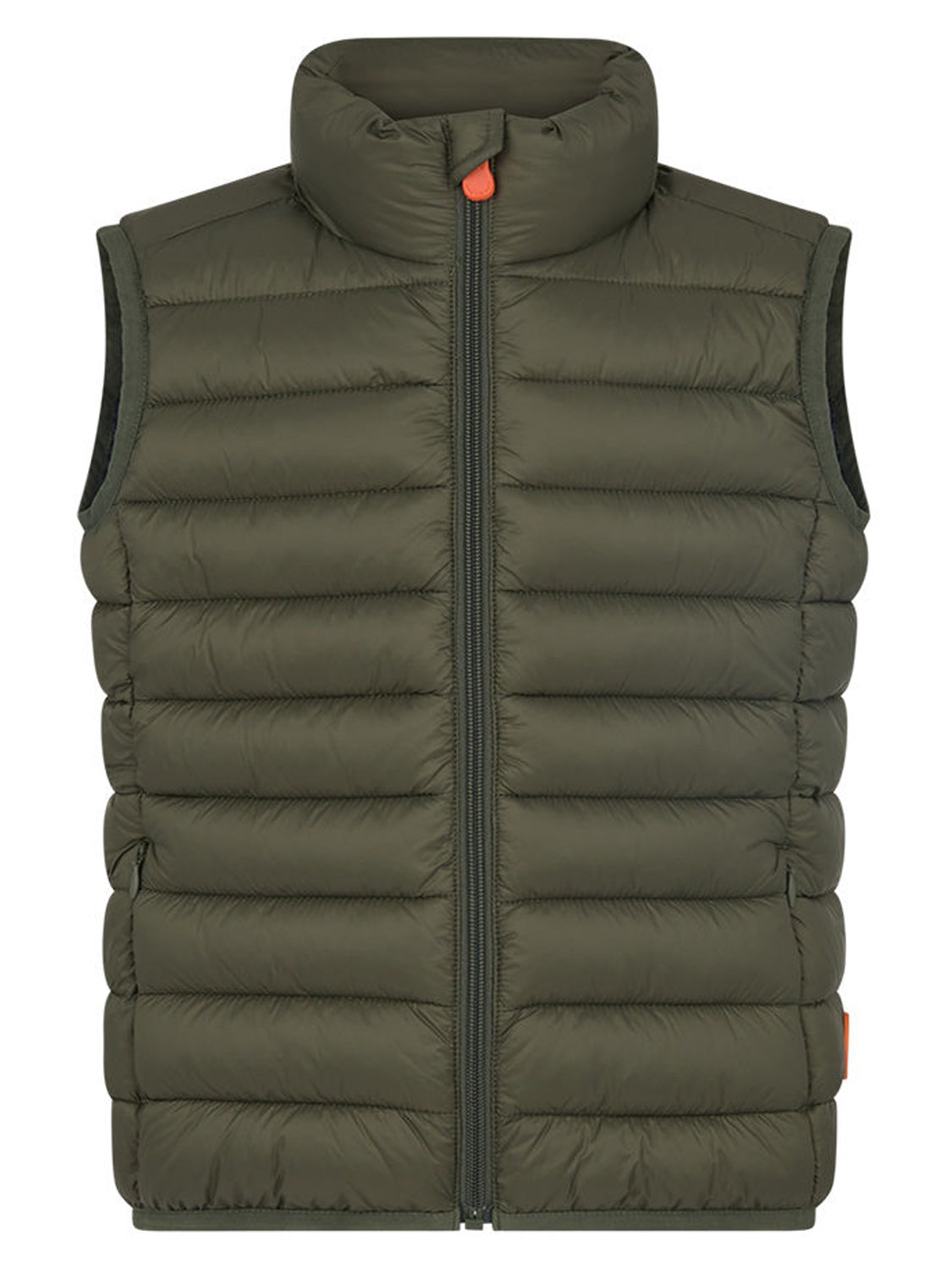 Steppweste GIGA13 ANDY J82430X in thymegreen, eine ärmellose, gesteppte Weste mit hohem Kragen und Frontreißverschluss, ideal für stilvolle Mama- und Kindermode von bellybutton.