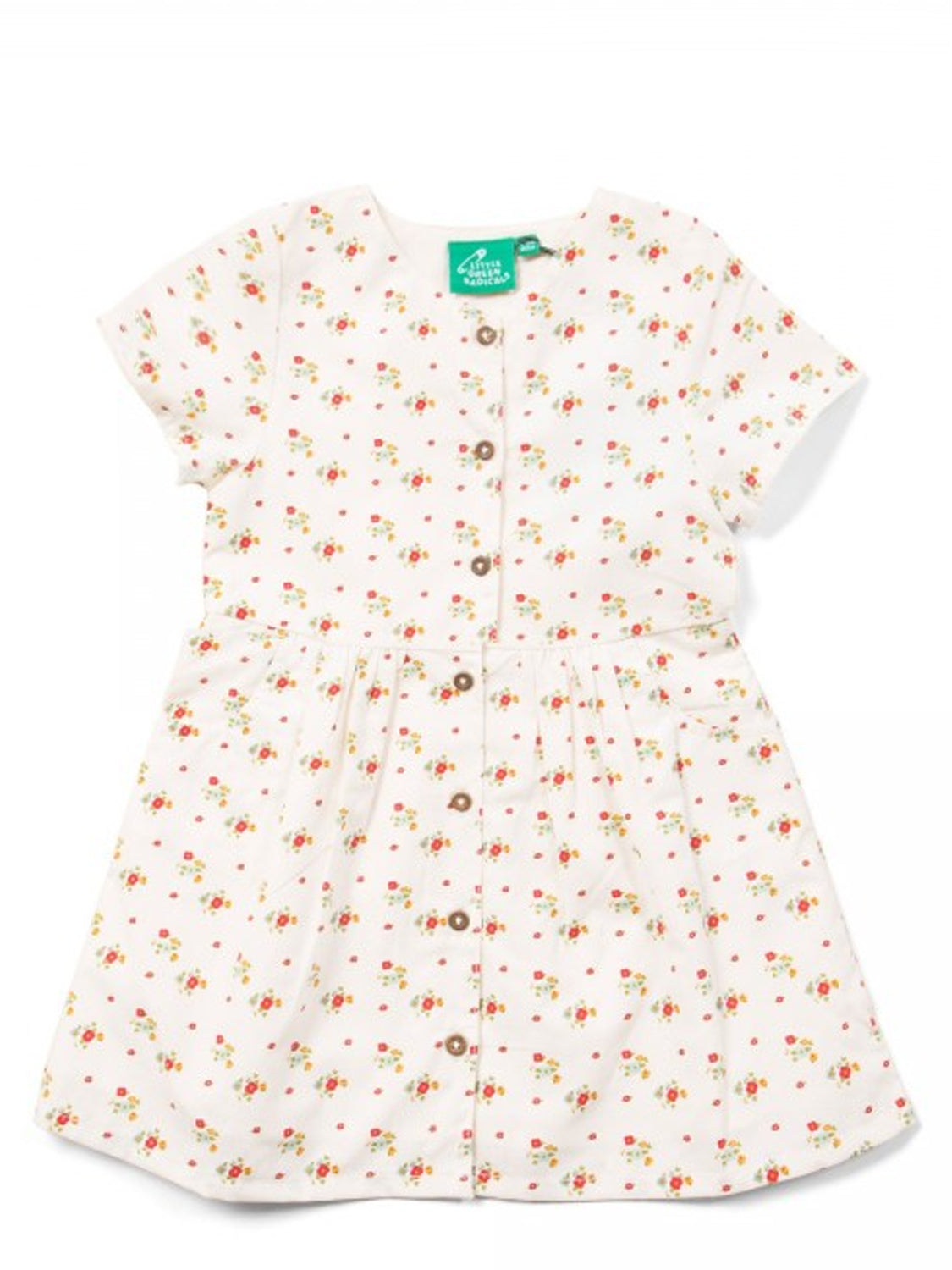 Short-sleeved dress SPRING FLOWERS in white