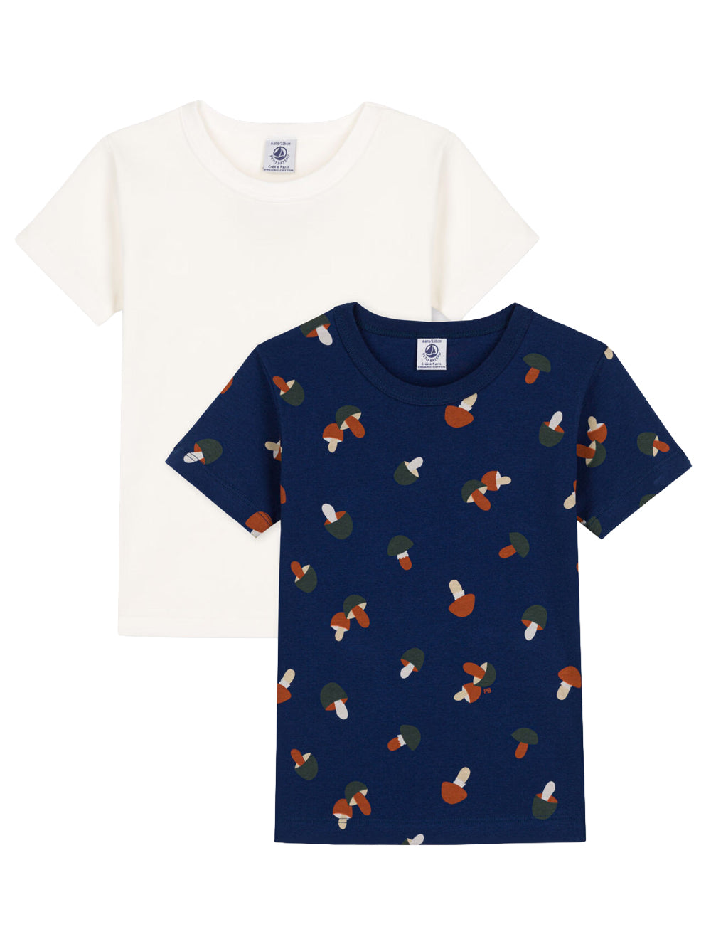 2er Set T-Shirt Marineblau/ Weiß
