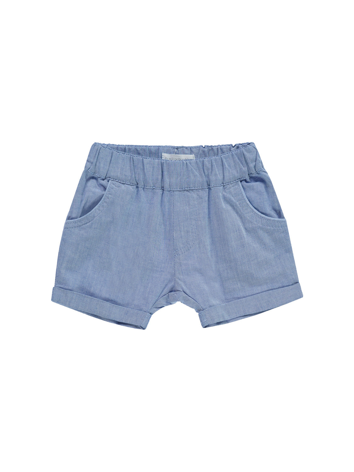 Shorts Flower Garden Blau mit elastischem Bund, seitlichen Fronttaschen und kleinen Beinaufschlägen. Ideal für einen lässigen Look bei Kindern.