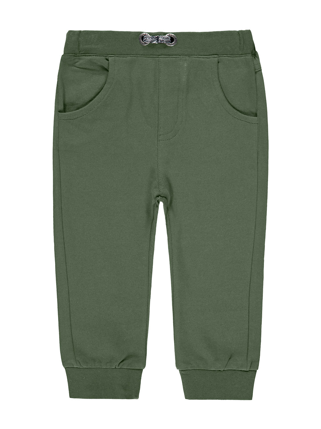 Jogginghose Olivgrün für Kinder mit elastischem Bund, Kordelzug, Seitentaschen und gerippten Bündchen. Ideal für bequeme und stilvolle Kindermode von bellybutton.