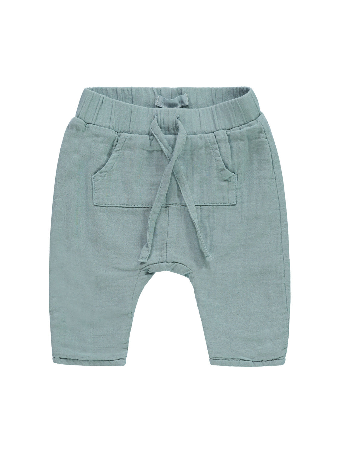 Hose Grau: Kinderhose mit elastischem Bund, Kordelzug, Fronttasche und entspanntem Haremsschnitt aus weichem, atmungsaktivem Stoff, ideal für Babys und Kleinkinder bei bellybutton.