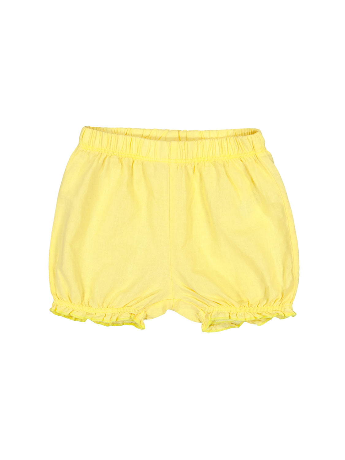 Bloomer-Shorts Summer Spirit Gelb mit elastischem Bund und Beinabschlüssen, lockerem Schnitt. Perfekt für Babys und Kleinkinder, erhältlich im bellybutton Online-Shop.