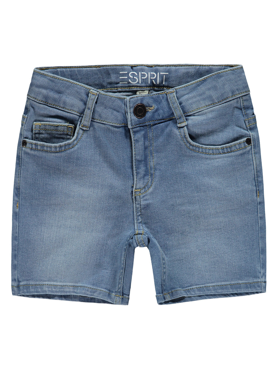 Shorts Hellblau: Esprit Jeansshorts mit fünf Taschen, Gürtelschlaufen und süßem Detail hinten, ideal für bequeme Kinder- und Teenageroutfits.