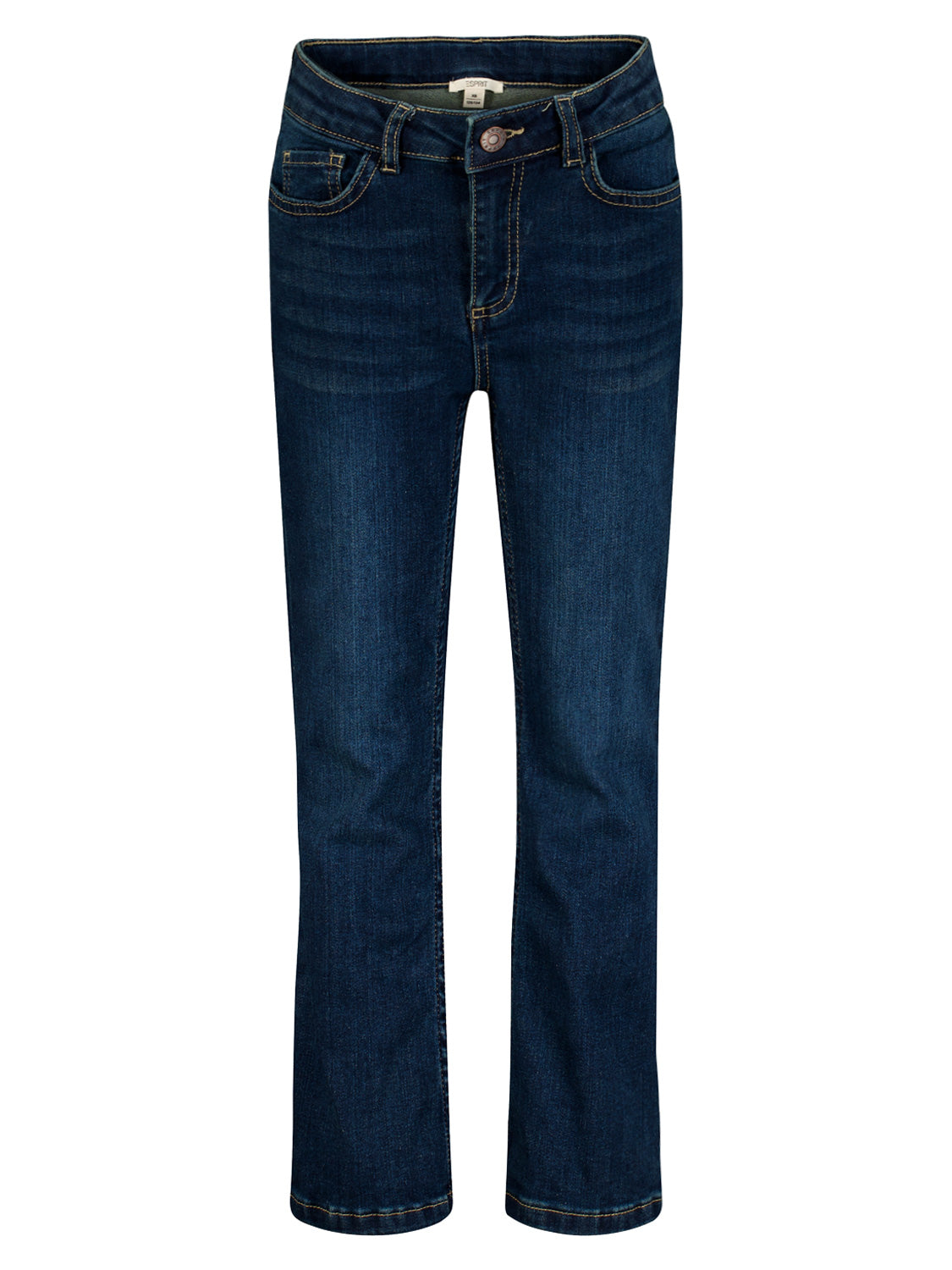 Jeans Marineblau mit leicht ausgestelltem Schnitt, fünf Taschen, Gürtelschlaufen und Kontrastnähten, ideal für einen klassischen Look. Perfekt für stilvolle Mama- und Kindermode von bellybutton.