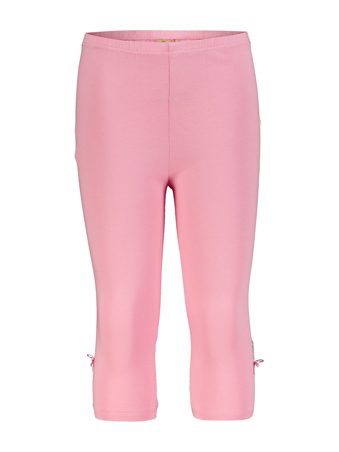 Leggings Rosa: Kniehohe Kinderleggings aus Stretchstrick, verziert mit kleinen Schleifen an den Säumen, ideal für bequeme und stilvolle Kindermode von bellybutton.