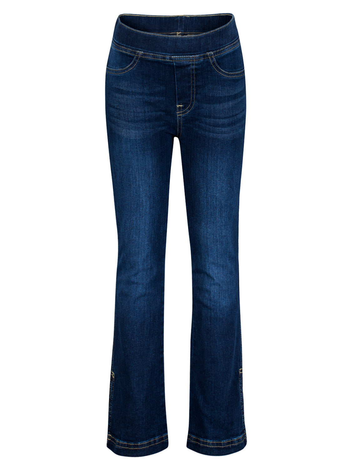 Jeans Marineblau: Dunkelblaue Schlupfjeans von Esprit mit leichtem Bootcut, elastischem Bund, und dezentem Whiskering, ideal für stilvolle Umstandsmode bei bellybutton.